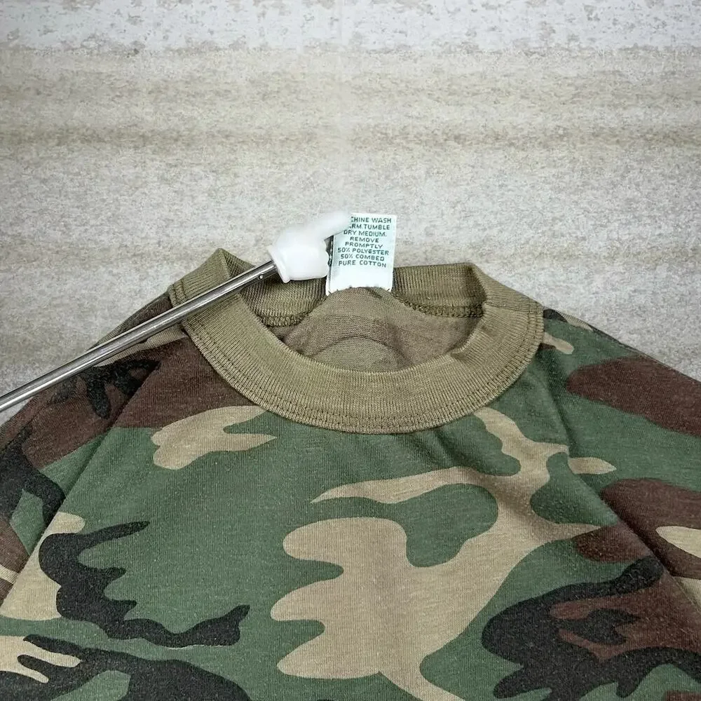 Vintage 90s Woodland Shirt Mens M Hunting Camo Cotton Short Sleeve Made USA